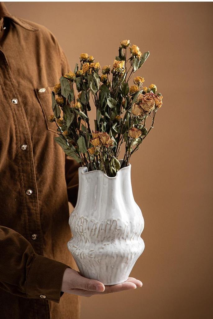 Wabi-sabi Modern Large European Ceramic Vase for Living Room or Dining Table Flower Arrangements