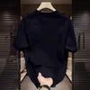Mens Short Sleeve T Shirt Crew Neck Tiger Embroidery Loose Fit Casual Trendy Couple Tee