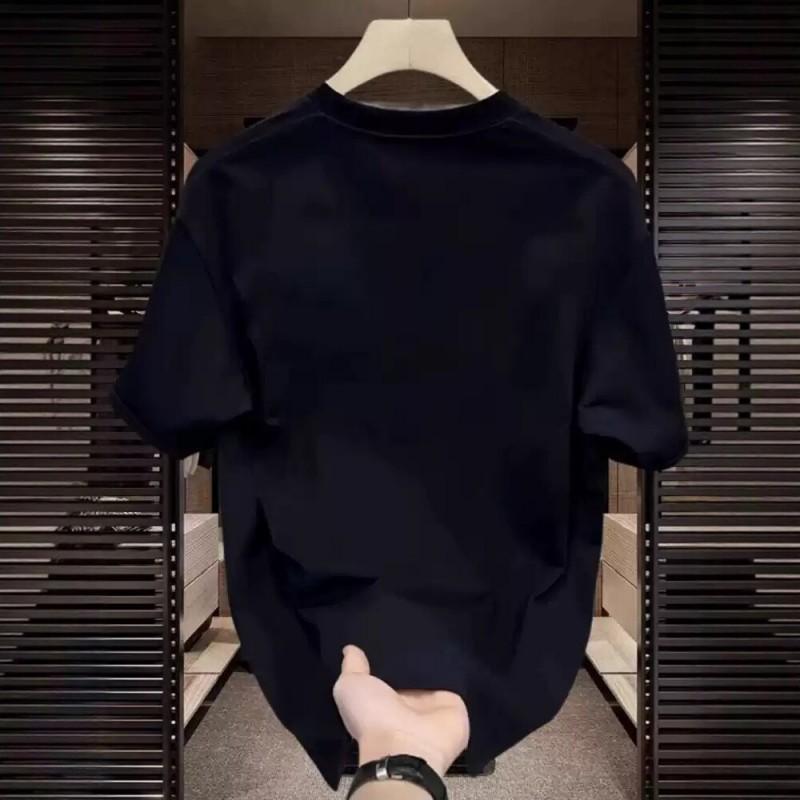 Mens Short Sleeve T Shirt Crew Neck Tiger Embroidery Loose Fit Casual Trendy Couple Tee