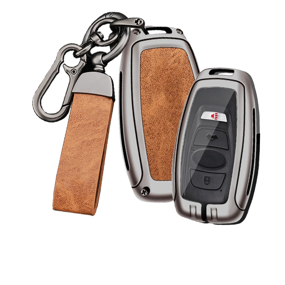 [TECART] SUBARU Key Case, Key Holder, Aluminum Alloy, Genuine Leather, Keyless, XV, Forester, Impreza,