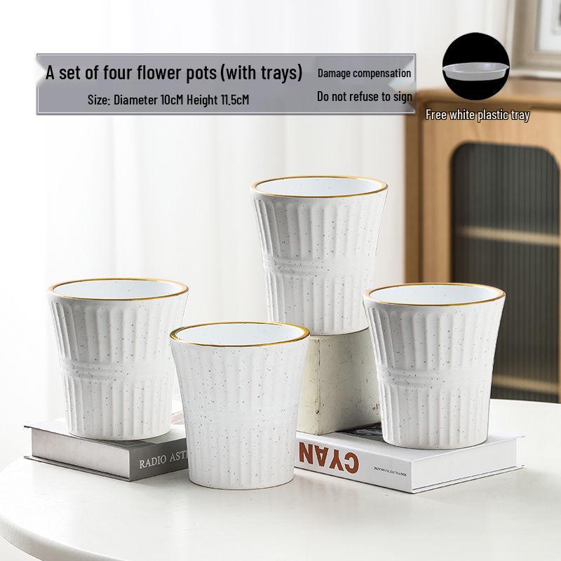 Nordic High-Leg Ceramic Orchid Pot: Durable, Artistic for Home or Balcony Use