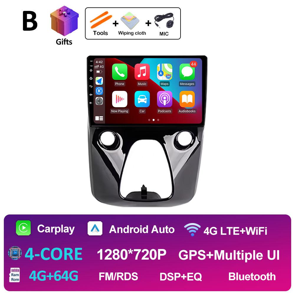 Car Audio Multimedia Radio Player For Peugeot 108 For Toyota Aygo B40 2014 2015 2016 - 2021 Android 14 Wireless Carplay NO 2 Din