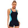 Costume intero sportivo da donna abbinamento colori conservativo costume da bagno sexy schiena scoperta