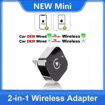 Wireless Carplay Adapter for Android iPhone Auto 2 In1 Wired To Wireless AI Box USB Connection For Volvo Benz Mg Kia Chery VW