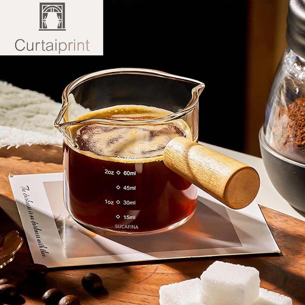 75ml Heat-resisting Glass Espresso Measuring Cup Double/Single Mouth Glass Milk Jug With Handle Glass Scale Measure Mugs