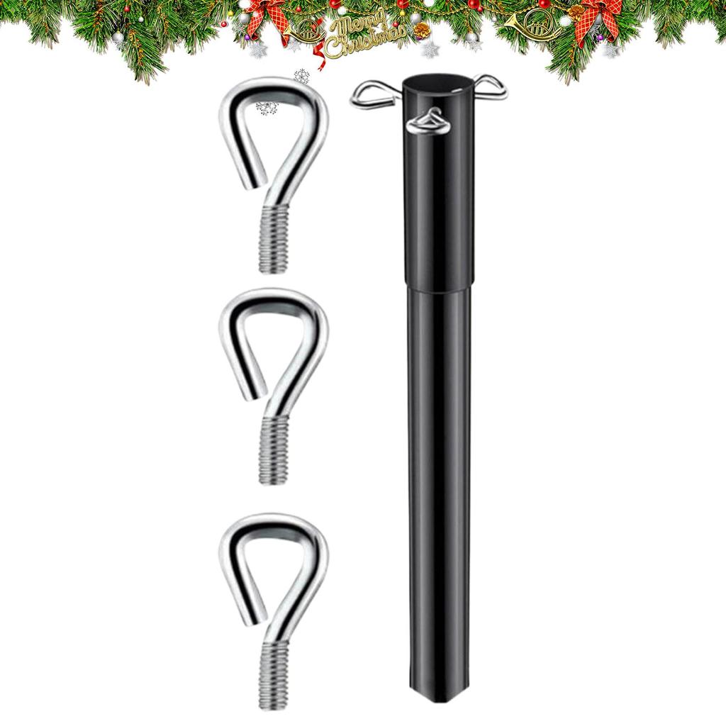 Christmas Tree Height Extender Iron Christmas Tree Base Extension Rod with 3 Fixing Screws for 0.5-1.25 Inch Tree Poles