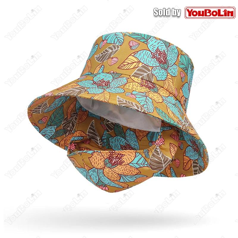 New Outdoor Summer Work Face Protection Full Protection Bucket Hat Seaside Sunscreen Mask Hats Integrated Fisherman Hats