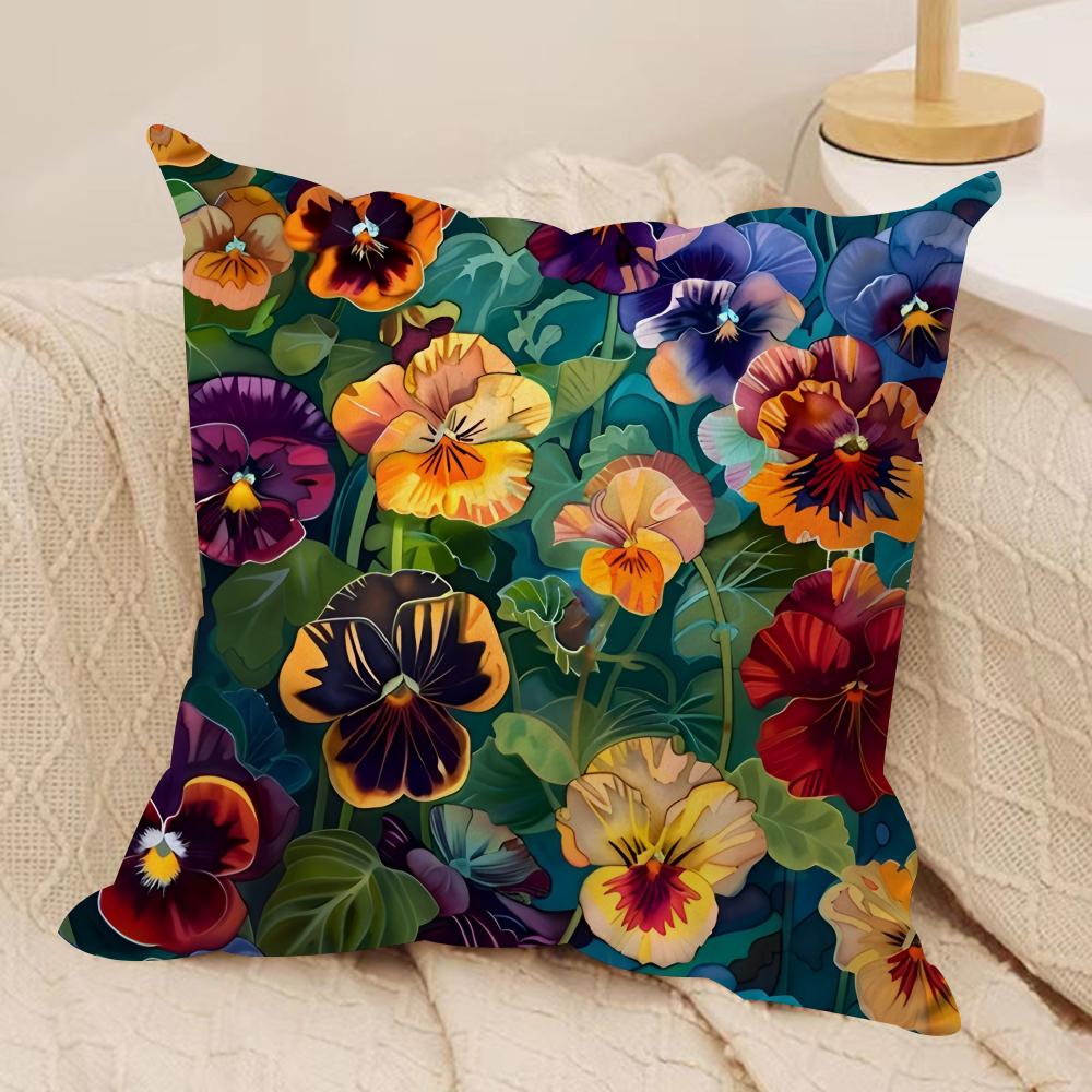 Midsummer Nights Flowers Cushion Cover Silky Short Plush DoubleSided Printed Pillow Case for Sofa All Seasons Home Decor Gift