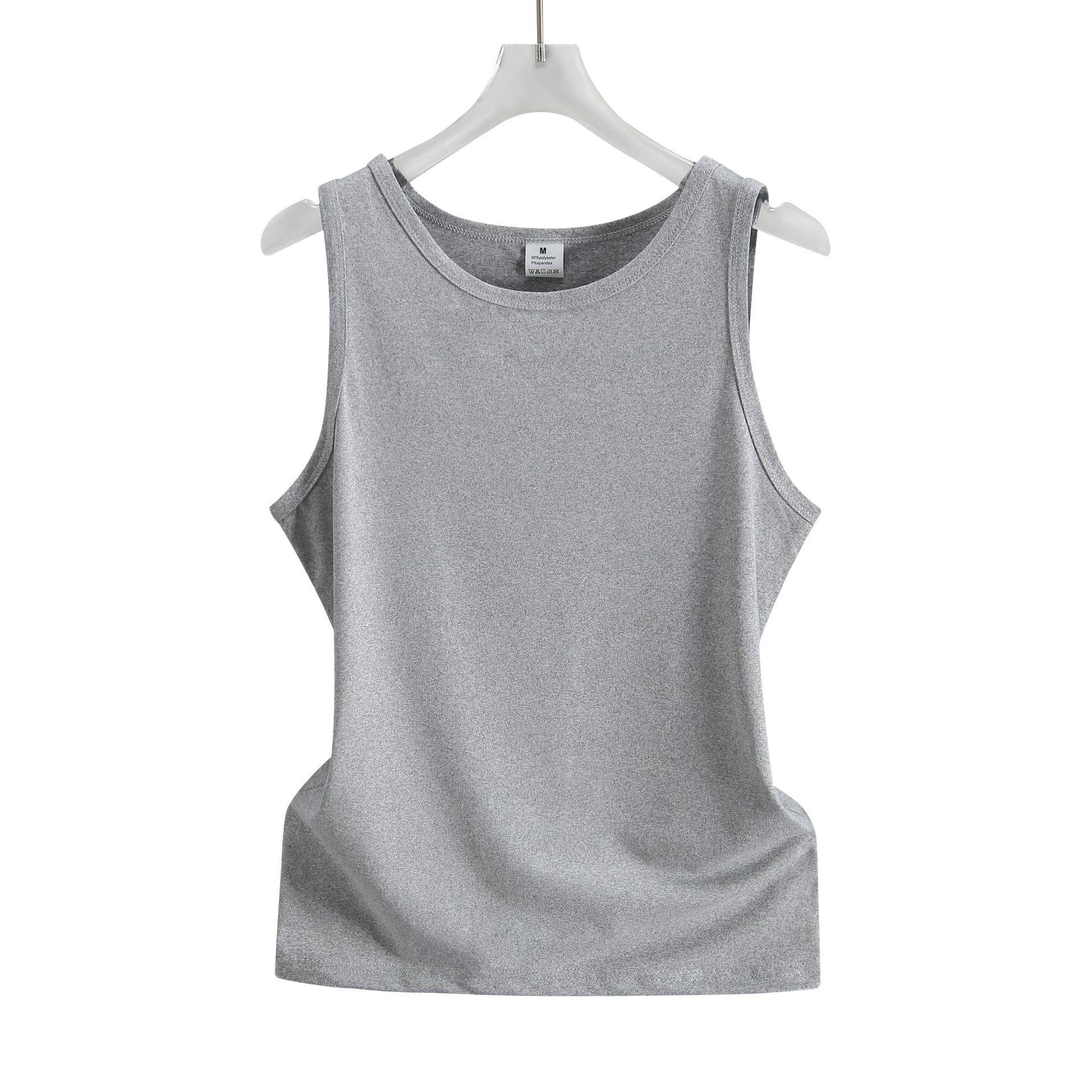 

200g Modal Round Neck Sleeveless Tank Top with Soft Pure Color Print M хізер сірий колір
