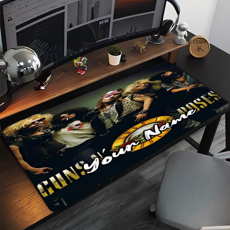 Custom Name Guns N Roses Theme Mouse Pad, Non Slip Rubber Base, Multifunctional Office & Home Decor, Perfect for Workspace Personalization.