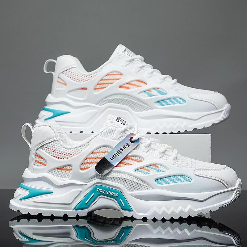 Men's Shoes Spring and Summer Breathable New Versatile Mesh Shoes Men's Sports Single Shoes Casual Running Heightening Black Dad Shoes