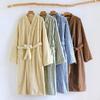 Coral Fleece Women's Bathrobe: Thick, Warm, Long Nightgown with Loose Pants for Autumn/Winter; Also Suitable for Spring Outdoor Wear.