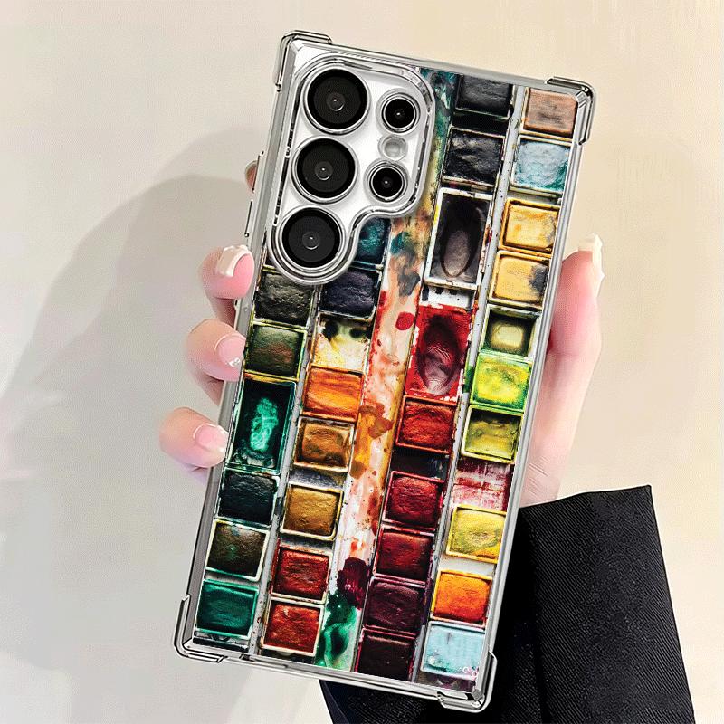 Watercolors Set Paint Palette Soft Phone Case For Samsung Galaxy S26 Ultra S25 Edge S24 FE S23 Plus S22 S21 + S20 Plating Anti-F