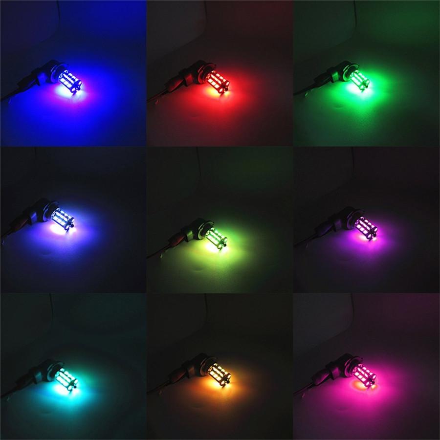 2x RGB 9006 HB4 5050 27-SMD LED Fog Lights Bulbs Driving DRL 24 Keys Remote Cont