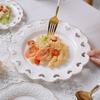 European-style Embossed Tableware with Gold Edges Household Ceramic Dishes Western Dishes Dessert Dishes Jewelry Set Plate