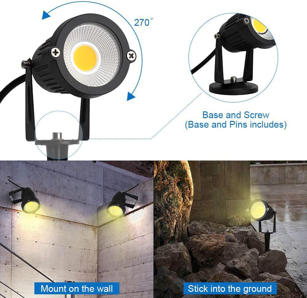 5W Outdoor Waterproof Low Voltage Landscape Spotlight for Courtyard and Tree - 12V Plug-in Ground Light