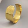 Exquisite Gold Plated Wide Cuff Bracelet with Irregular Hammered Design for Women
