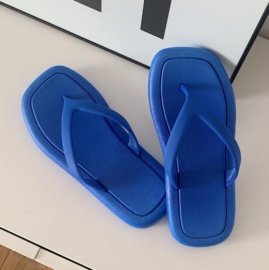 Fashion Fashion Summer Shoes For Women Slippers Square Head Platform Flip Flops Solid Color Beach Shoes Clothing For Women