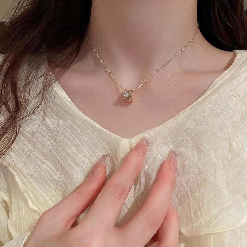 

ANENJERY Полый круглый цирконовый кулон с буквой ожерелье для женщин мода нежные роскошные ювелирные изделия подарок оптовая продажа золотой