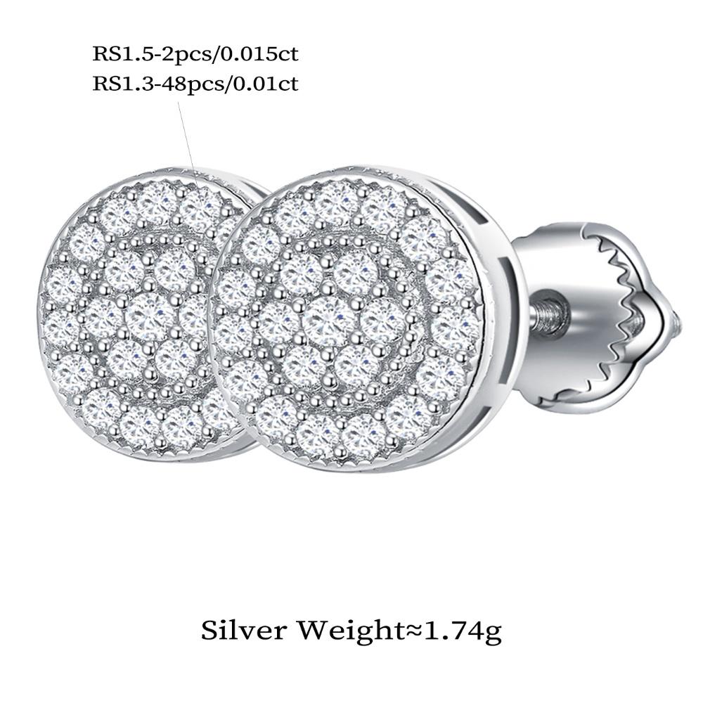 925 Silber Moissanit Hochzeitsohrringe für Bräute Runde 925 Sterling Silber Damen Moissanit Ohrstecker