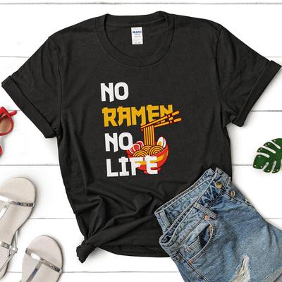Ramen Lover Unisex Tee, No Ramen No Life Funny Design, Ramen Illustration T-Shirt, Ramen Life Shirt, Gift for Ramen Fan, Foodie Tee