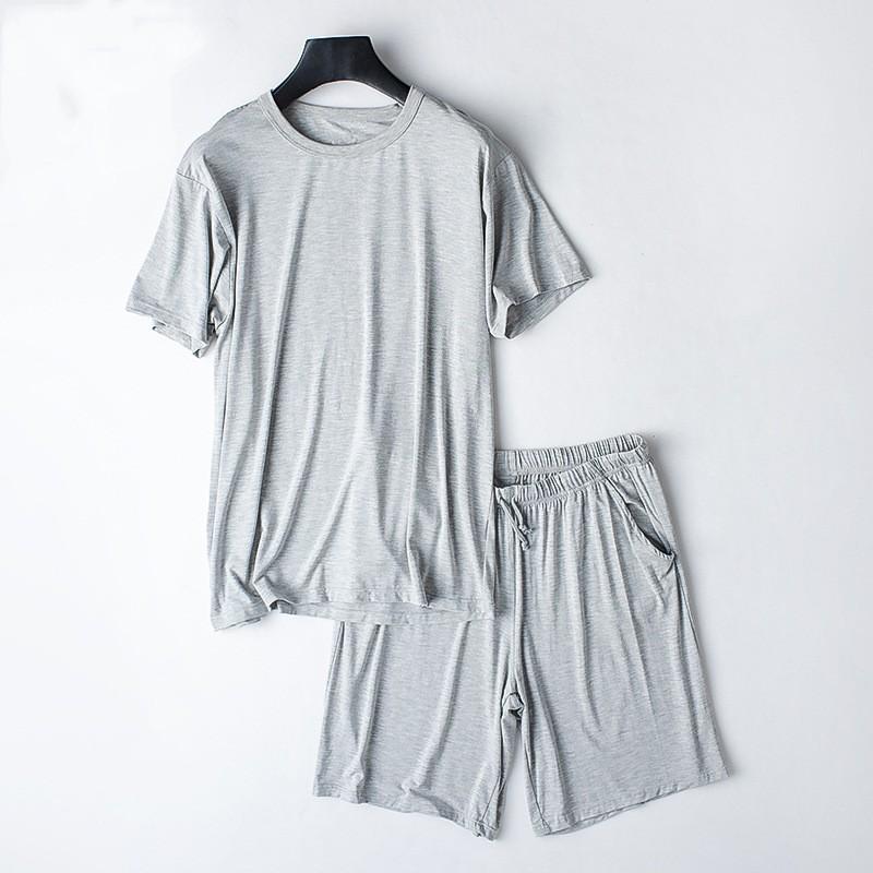 Herren Sommer Leichtes Locker Sitzendes Loungewear Set Kurzarm Oberteil + Shorts Kann Draußen Getragen Werden Einfarbig Lässiges Zweiteiler Set