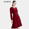 PORTS Women's 3D Pleated V-neck Midi Dress