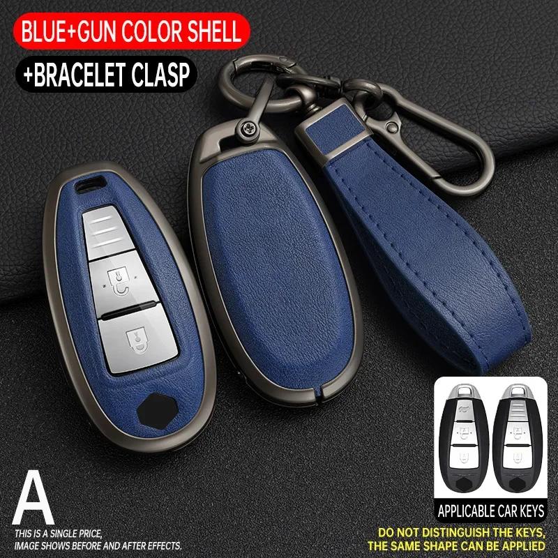 Zinc Alloy+ Leather Car Key Case Cover For Suzuki Baleno Ciaz Ertiga Ignis Kizashi Sx4 S-Cross Swift Vitars 2 3 Buttons Remote