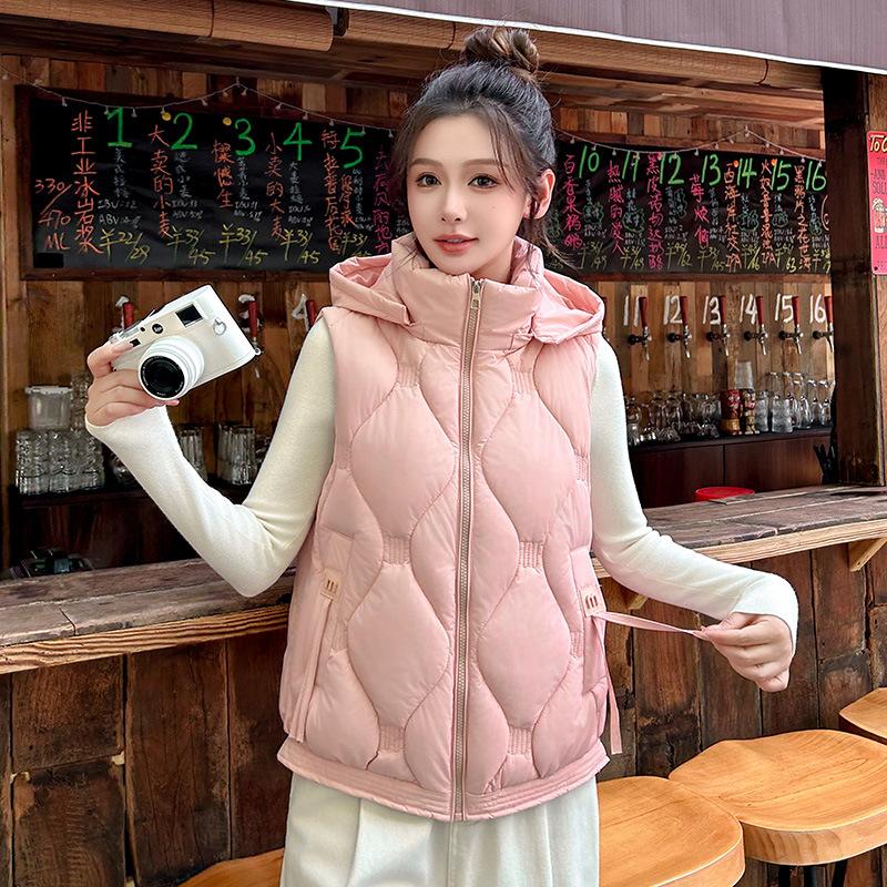Small Loose Ladies Short Cotton Vest Vest Autumn and Winter Versatile Vest Jacket Vest Foreign Style