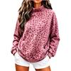 Women's Leopard Print High Neck Pullover Sweatshirt - Loose Fit Long Sleeve Casual Fall Winter Top