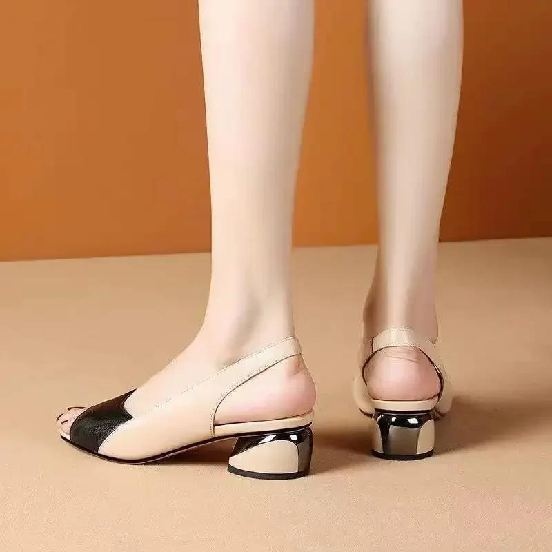 Women's Plus Size Sandals New Low Heel Fish Mouth Cool Fashion Color Blocked Fashion Sandals Outdoor Open Toe Beach Shoes