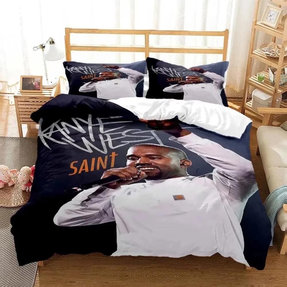 Rapper Kanye West Musik 3D Cartoon Printed Bedding Queen Bedding Set King Size Bedding Set Soft And Comfortable