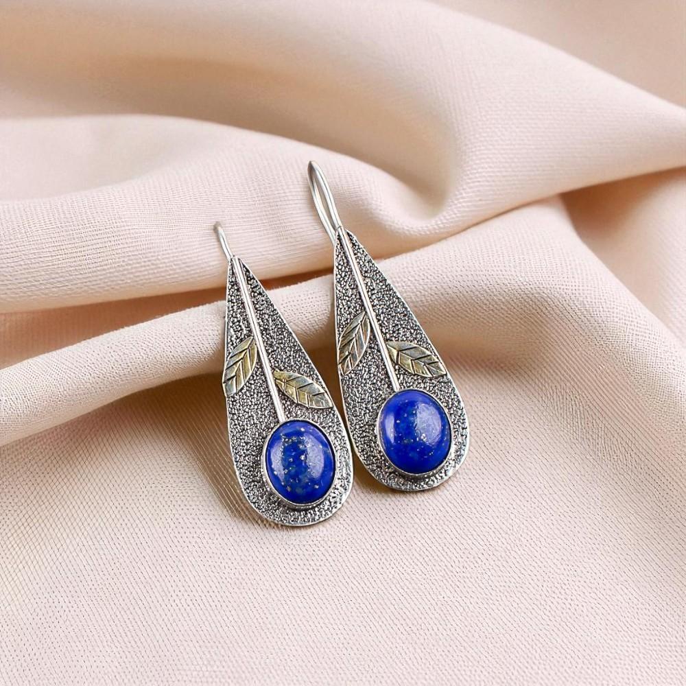 

Натуральный драгоценный камень лазурит 925 стерлинговое серебро ювелирные изделия ручной работы серьги 2,00 EE-72-22