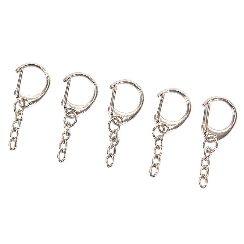 10Pcs Polished Silver Keyring Diy Keychain Short Chain Split Ring Key Rings