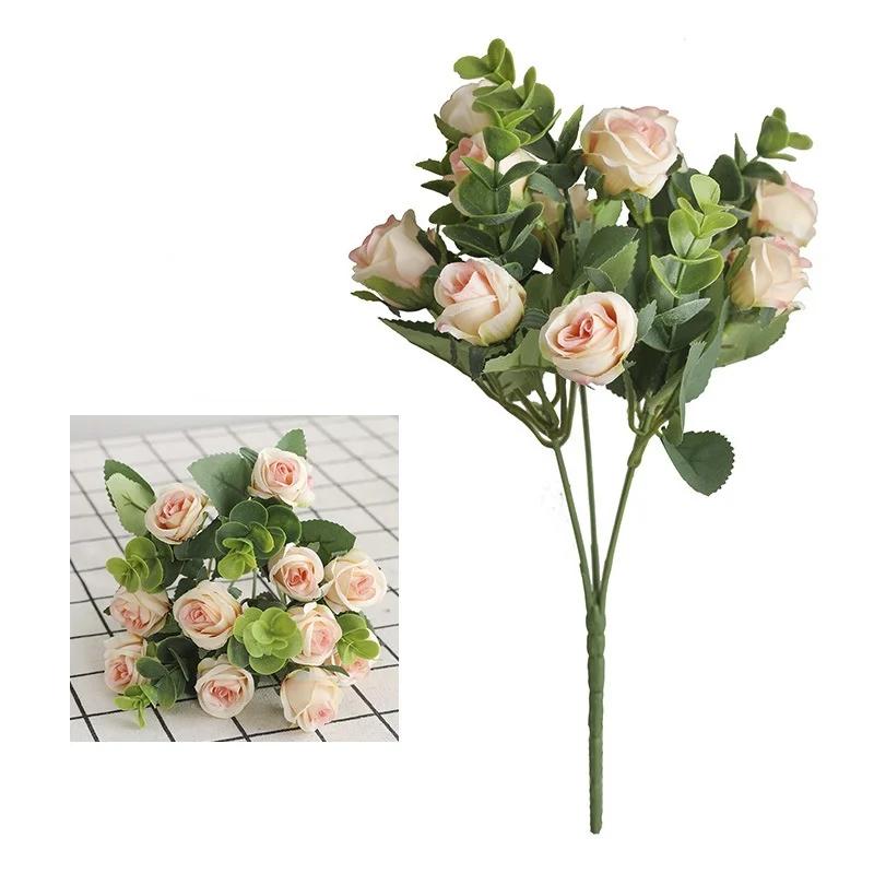 

Имитация Искусственный Цветок Роза Свадебный Стол Домашнее Украшение Корейский Маленький Прозрачный Маленький Букет Имитация 5 Вилок 11 Роз Букет Champagne,1 bunch