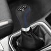 uxcell Gear Shift PU Blue Universal 5-Speed Knob, Black, 1pc, Auto/Manual Compatible, Leather, Stitch,