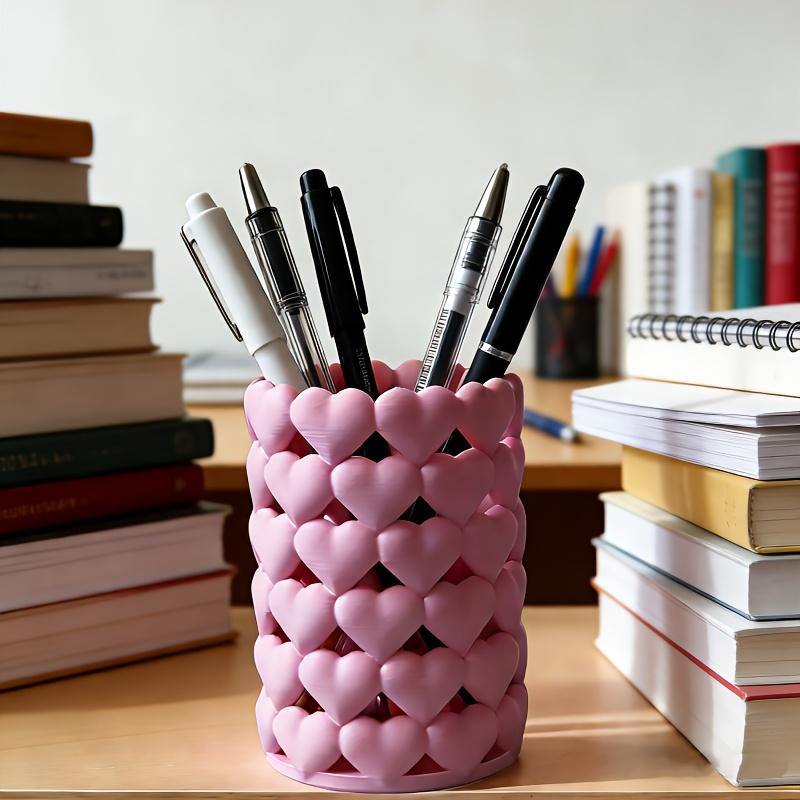 1 Creative Heart-Shaped Pencil Case | Made of plastic for ample pencil storage