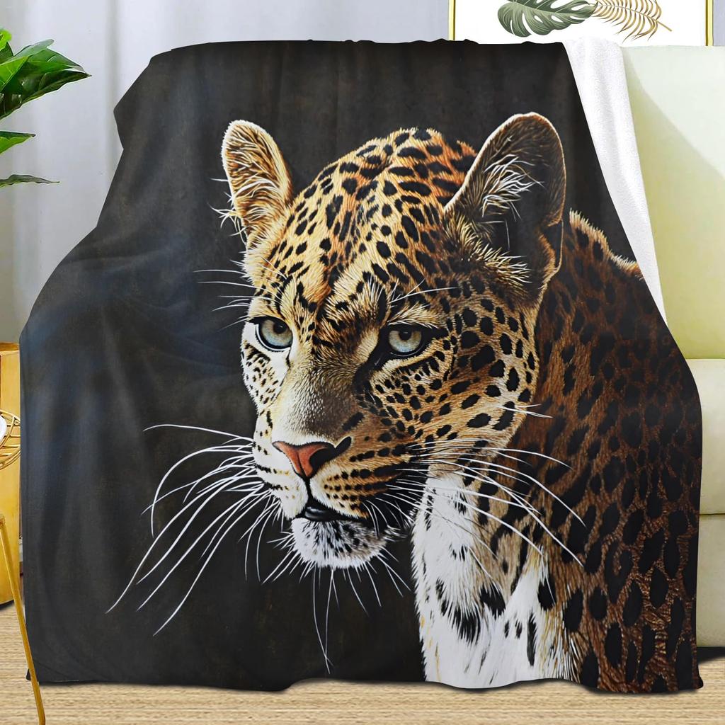 Leopard Print Blanket,Wild Animal Cheetah Throw Blanket,Flower Fleece Blanket for Couch Bed Sofa,Soft Warm Fuzzy Flannel Blanket