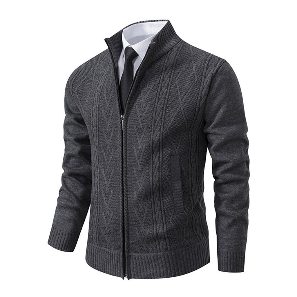 Herre Casual Cardigan Ståkrage Genserjakke Varm Slim Fit Genser