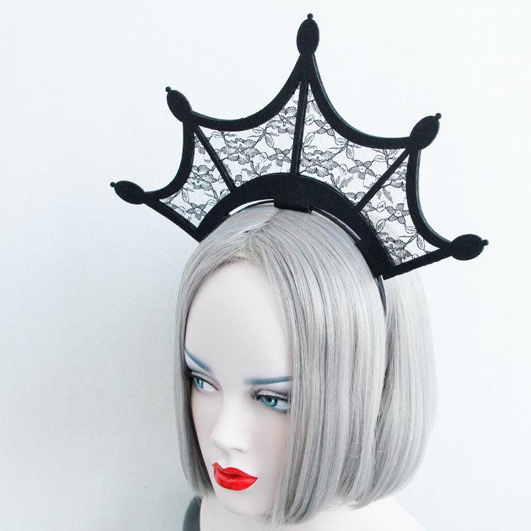 Quirky Lace Crown Headband: Halloween & Christmas Hair Ornament FG-30