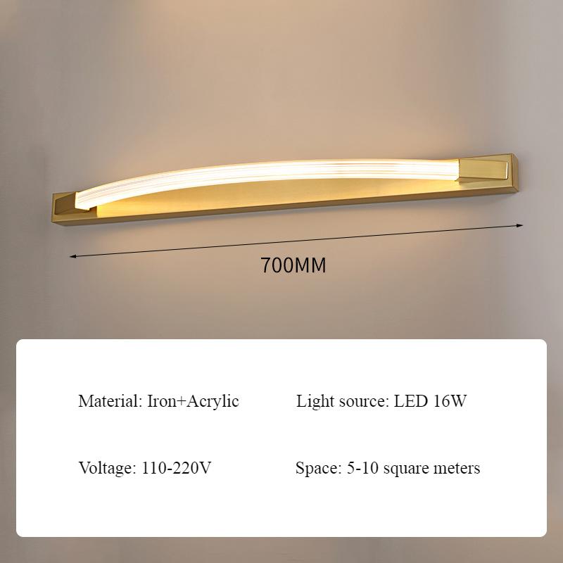 Modern Simple Square Bar Acrylic Black Golden Wall Light Entrance Lighting In Front of The Dressing Table Mirror Bedside Lamp