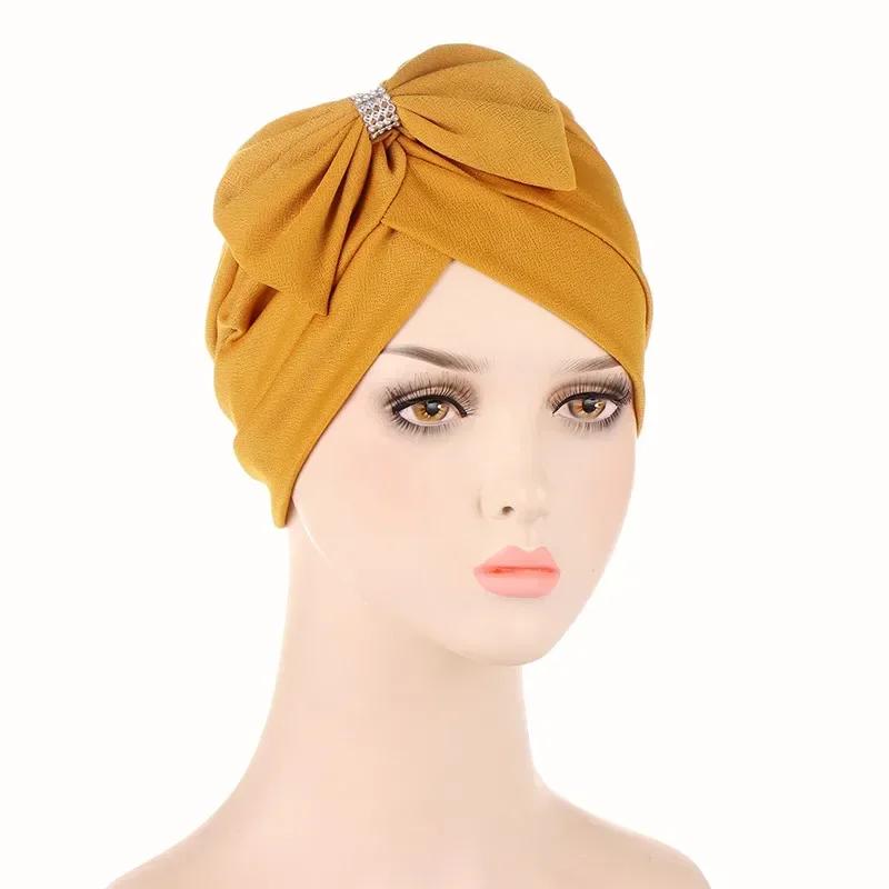 Bowknot Turban Indian Women Muslim Hijab Stretch Chemo Cap Cancer Hat Hair Loss Cover Head Scarf Wrap Beanies Bonnet Headwear