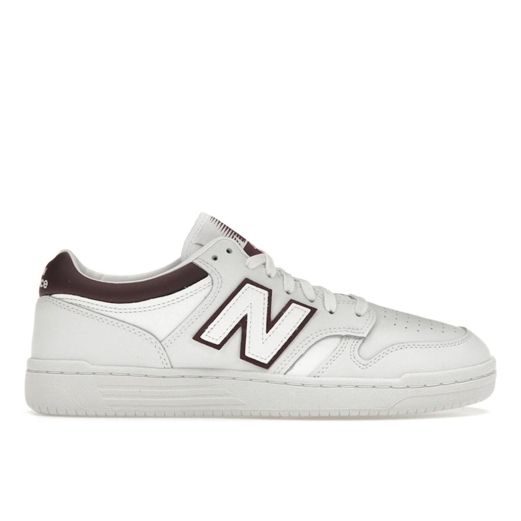 New Balance 480 White Burgundy Unisex Sneakers BB480LDB