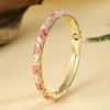 Flower Pattern Enamel Cloisonne Bracelet For Women Retro Gold Color Plated Bangles for Girls Women Jewelry Gifts
