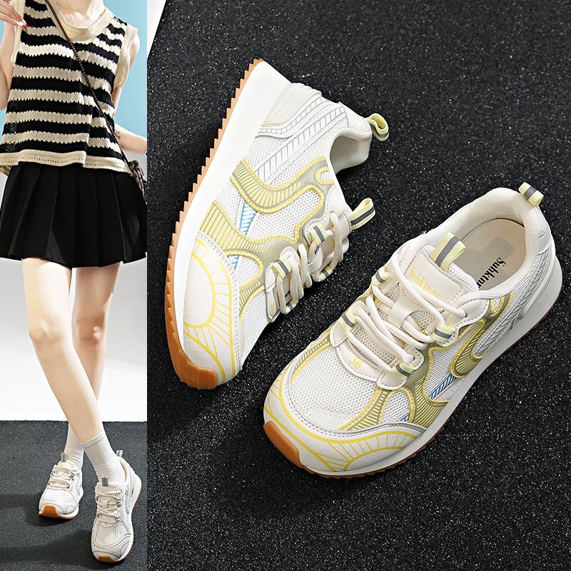 Suction film bottom dad shoes women's 2025 summer new platform-soled sports shoes women's versatile casual shoes mesh breathable women's shoes