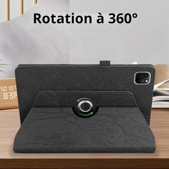 Case + Tempered Glass for iPad Air 11 Inches (M4/M3/M2 2026/2025/2024) Black PU Leather Tree Motif