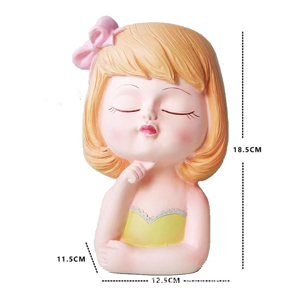 Resin Fairy Flowerpot Girl Statue Succulent Planter Pot Face Planters Pots  Office