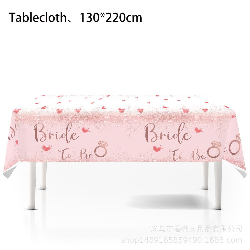 Bride-To-Be Rose Gold Themed Decorative Party Supplies Set Bachelorette Party Venue Arrangement Paper Plates Paper Cups