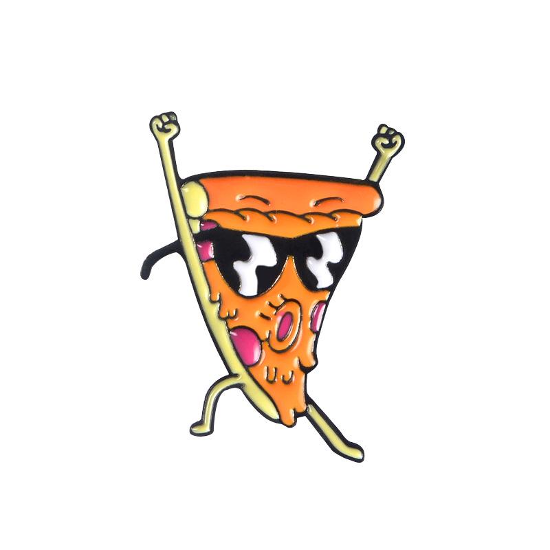 Creative Cartoon Pizza Brooch: Alloy, Versatile, Fun Expression Design