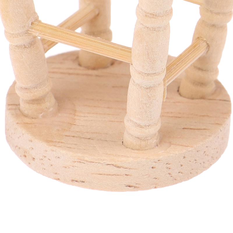 1/12 Dollhouse Miniature Wooden Stool Simulation Chair Furniture Toy Decoration